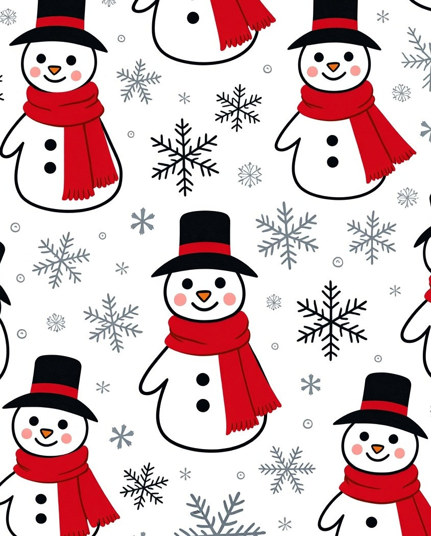 Festive Snowman Red Scarf Snowfall Rug