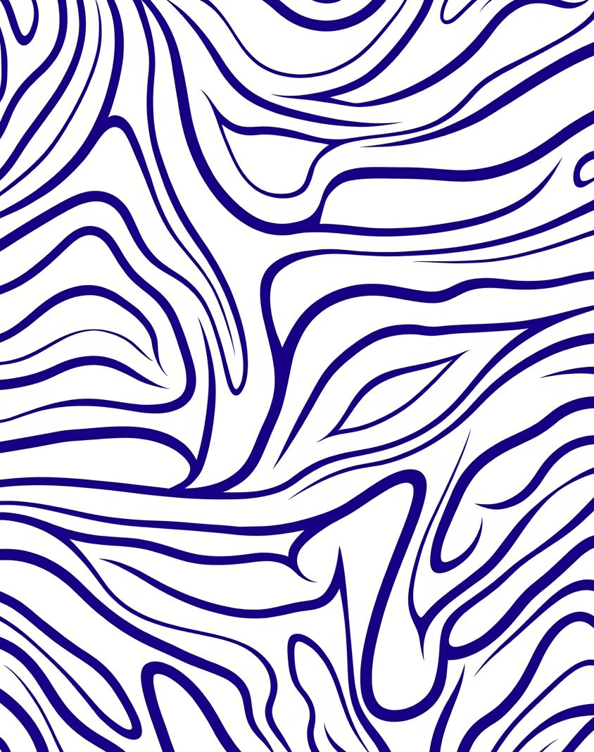 Deep Blue Wavy Stripe Abstract Rug