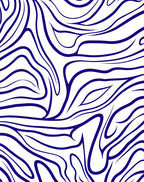 Deep Blue Wavy Stripe Abstract Rug
