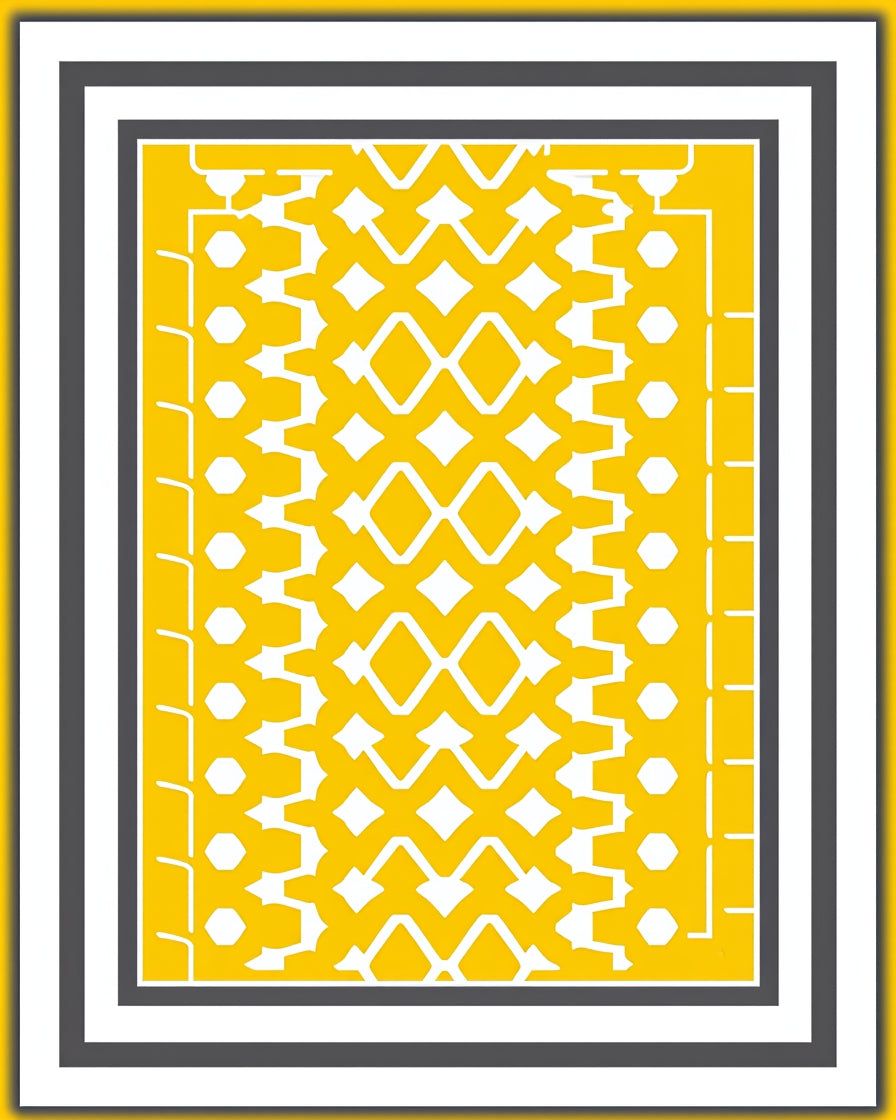 Golden Yellow Geometric Diamond Rug