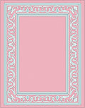 Elegant Pink Blue Scroll Border Rug