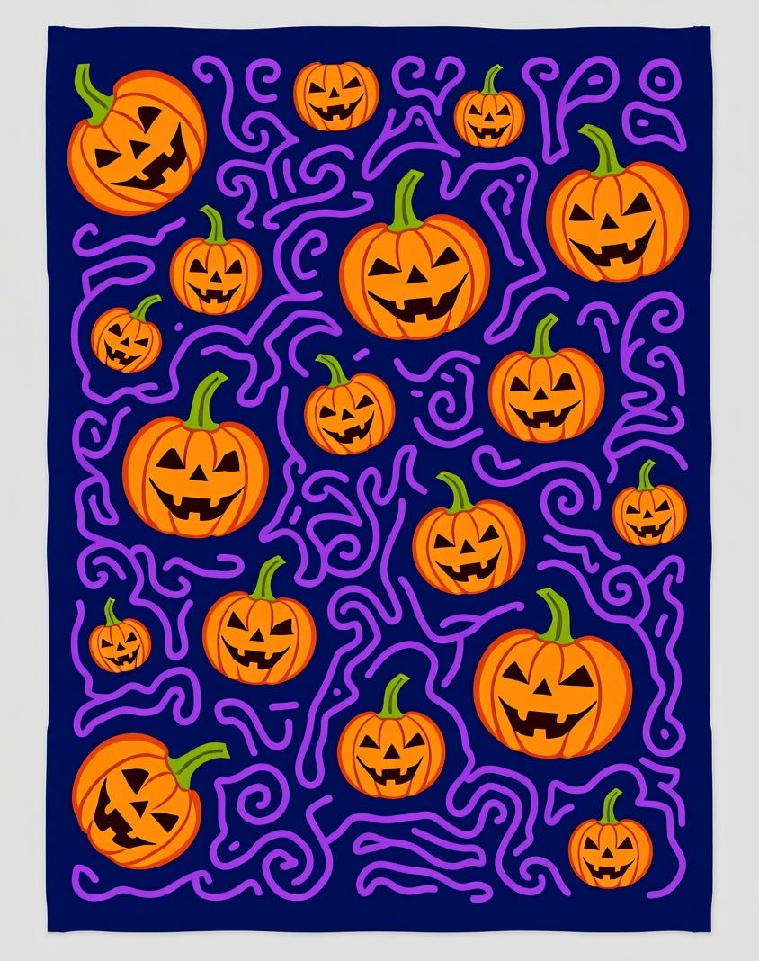 Halloween Jackolantern Orange Swirls Rug