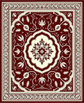 Crimson Cream Floral Medallion Border Rug