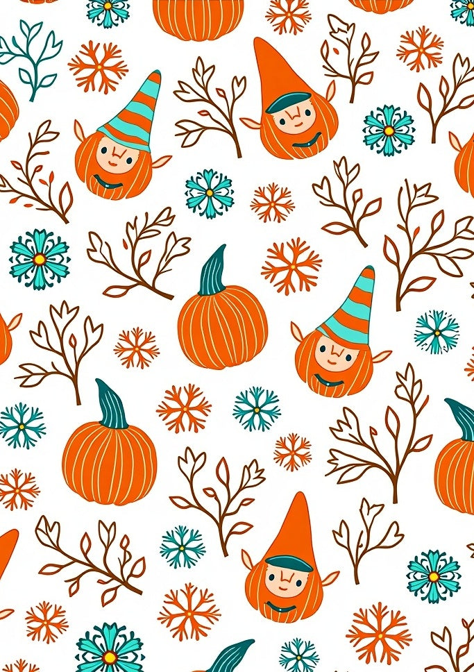 Whimsical Gnome Pumpkin Snowflake Medley Rug