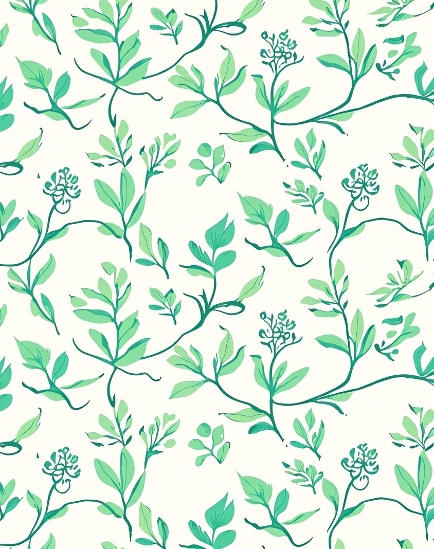 Vineyard Green Leafy Twig Rug