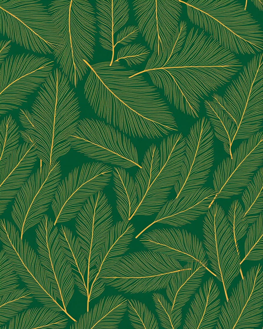 Emerald Green Golden Feather Arrangement Rug