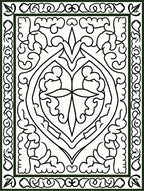 Ornate Black and White Oval Medallion Rug