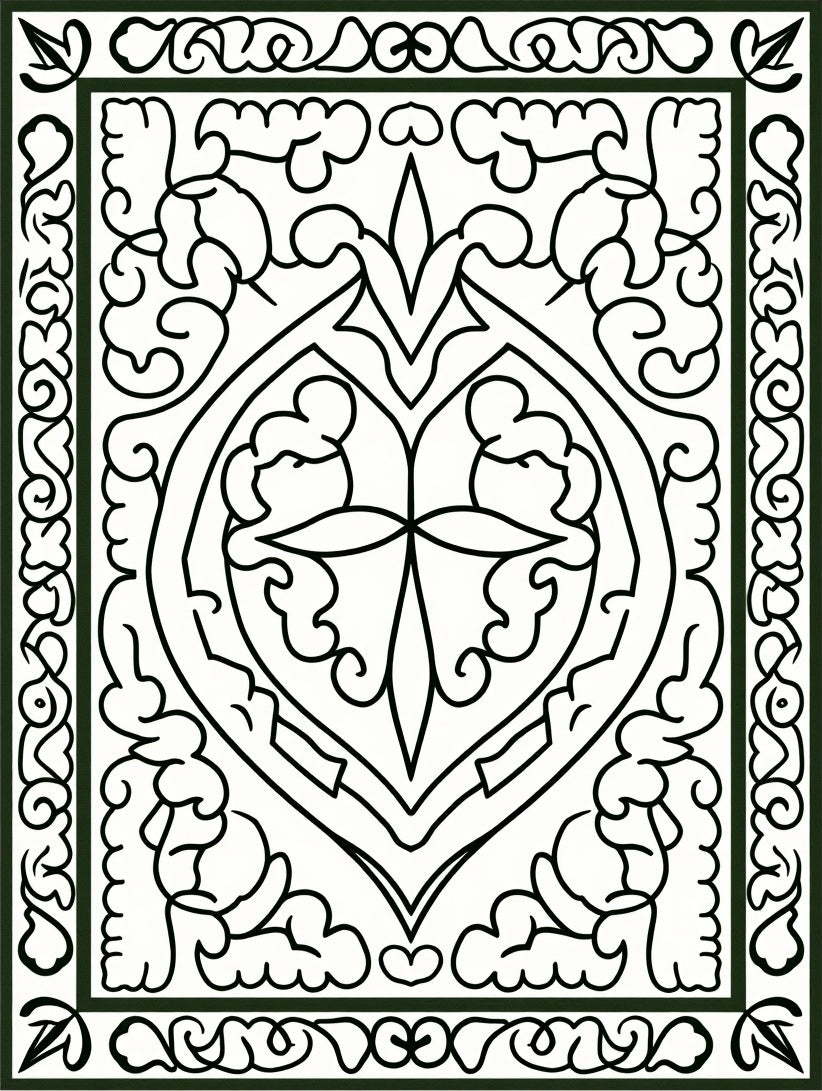 Ornate Black and White Oval Medallion Rug