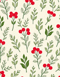 Crimson Berry Branch Botanical Background Rug