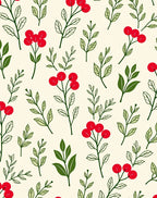 Crimson Berry Branch Botanical Background Rug