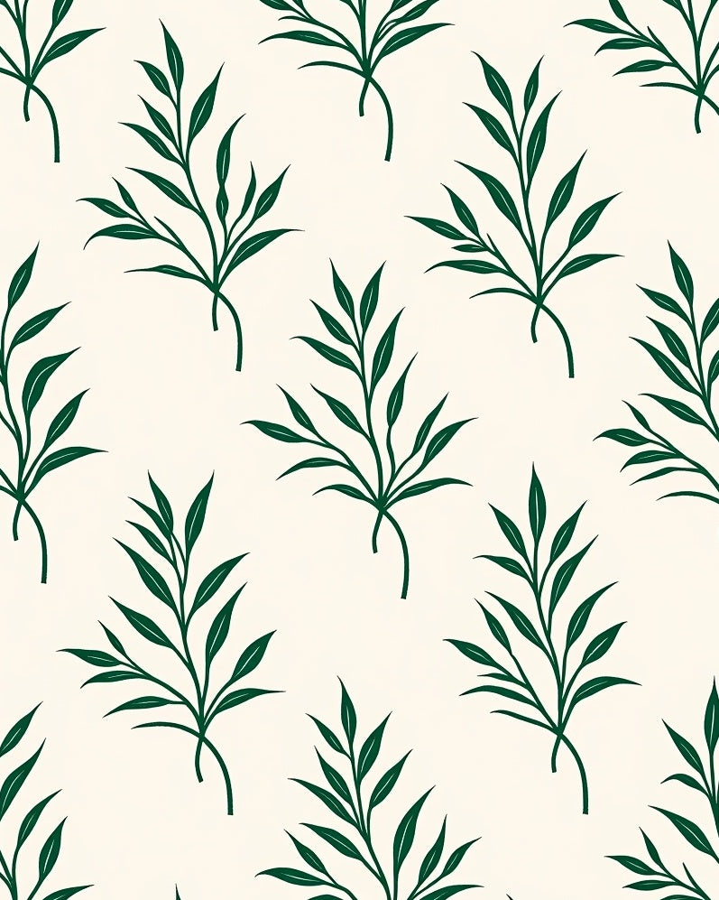 Dark Green Leaflet Botanical Repeat Rug