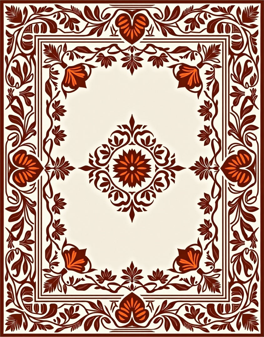 Vineyard Crimson Floral Border Rug