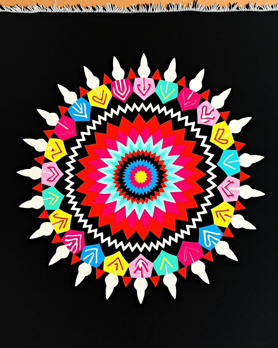 Radial Sunburst Jewel Tone Mandala Rug