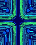 Electric Circuit Board Blue Green Rug