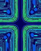 Electric Circuit Board Blue Green Rug