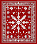 Crimson White Snowflake Holiday Border Rug