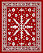 Crimson White Snowflake Holiday Border Rug