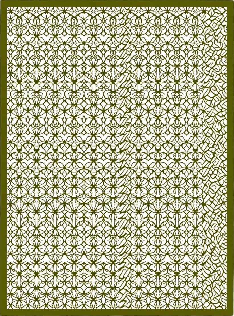 Olive Green Intricate Lattice Rug