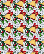 Christmas Bells Holly Ribbon Swirls Rug
