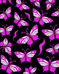 Vibrant Pink Butterfly Black Background Rug