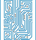 Electric Blue Circuit Board Lines Rug