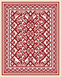 Crimson Red Geometric Animal Motif Rug