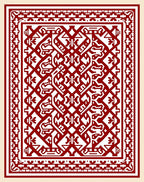 Crimson Red Geometric Animal Motif Rug