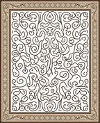 Rich Brown Abstract Swirl Frame Rug