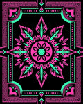 Bold Pink Teal Sunburst Geometric Rug