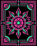 Bold Pink Teal Sunburst Geometric Rug