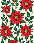 Bold Red Floral Leaf Arrangement Rug
