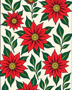 Bold Red Floral Leaf Arrangement Rug