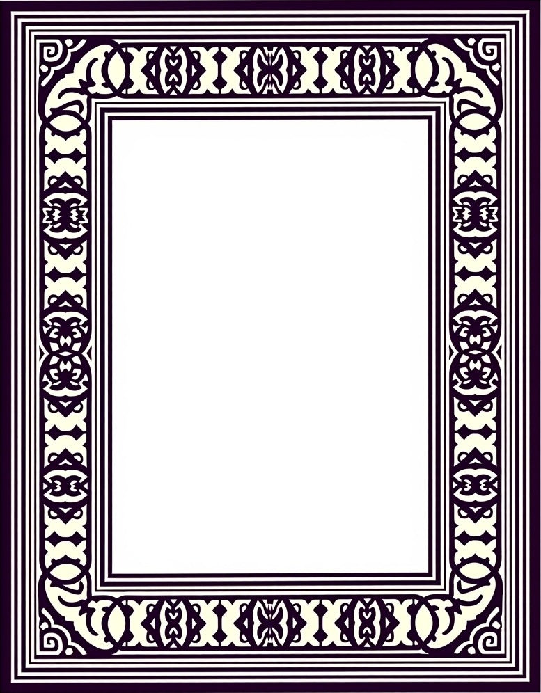 Classic Cream Dark Purple Border Rug