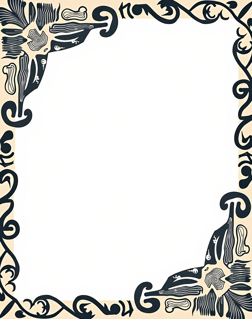 Black Ivory Abstract Floral Scroll Rug