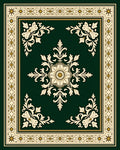 Antique Green Floral Border Rug