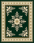 Antique Green Floral Border Rug
