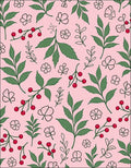 Pink Botanical Berry Leaf Arrangement Rug