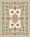 Floral Vine Medallion Coral Green Rug