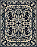 Ivory Navy Traditional Flourish Rug
