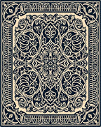 Ivory Navy Traditional Flourish Rug