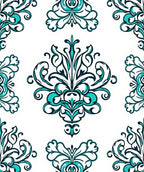 Teal And White Contemporary Damask Rug