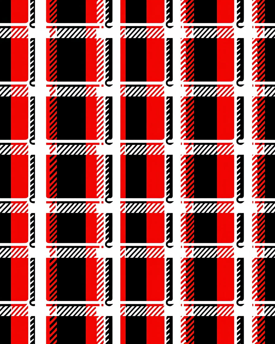 Bold Red Black Plaid Checks Rug