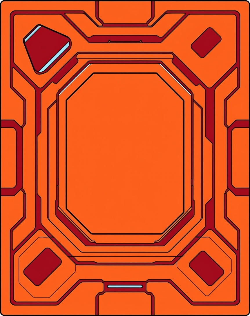 Orange Red Geometric Circuit Board Rug