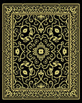 Ornate Gold Floral Mandala Black Rug