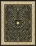 Black and Gold Geometric Floral Medallion Rug