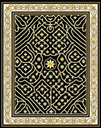 Black and Gold Geometric Floral Medallion Rug