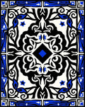 Bold Black Blue Intricate Medallion Rug