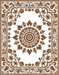 Brown Floral Medallion Border Rug
