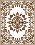 Brown Floral Medallion Border Rug