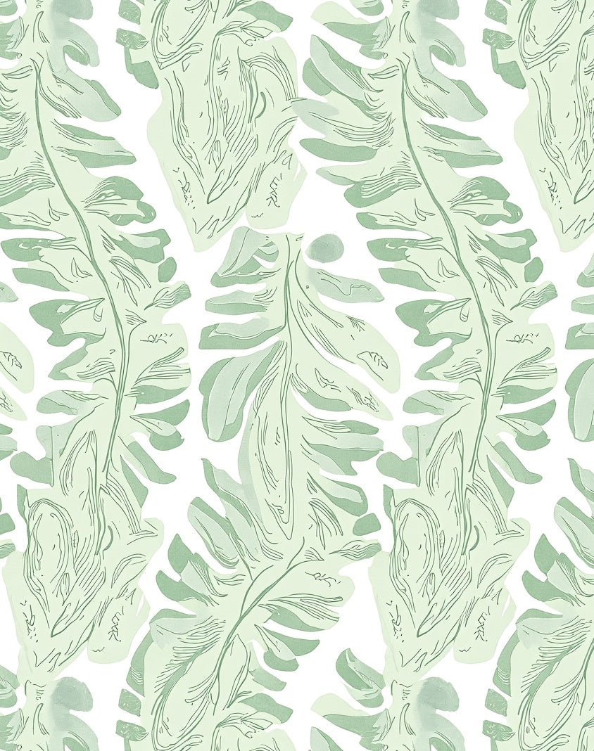 Pale Green Monstera Leaf Arrangement Rug